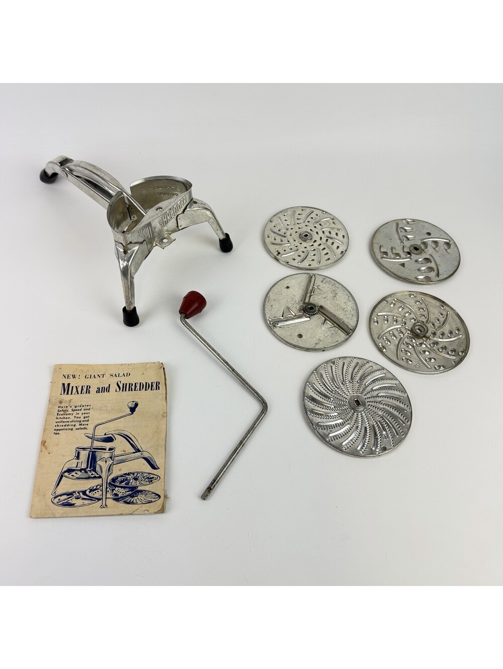 Vintage MOULI Shredder Salad Maker Slicer Grater Kitchen Tool 5 Blade